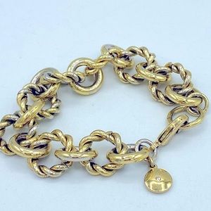 J Crew Gold Tone Round Chain Link Bracelet Signed Size 6 1/2” Good Condition
